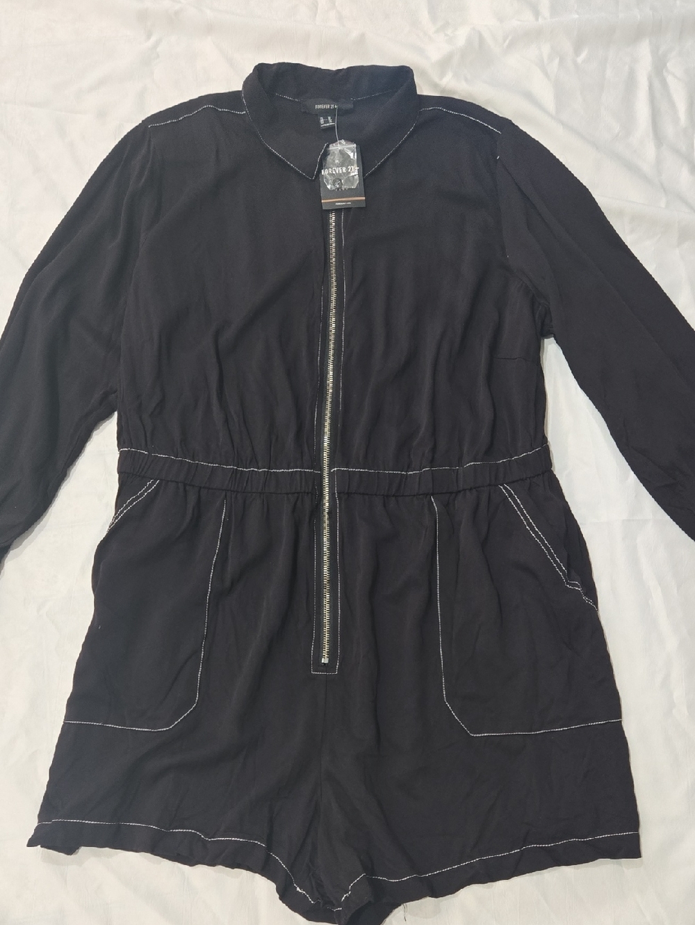 Forever 21 Black Utility Zip Romper Jacket